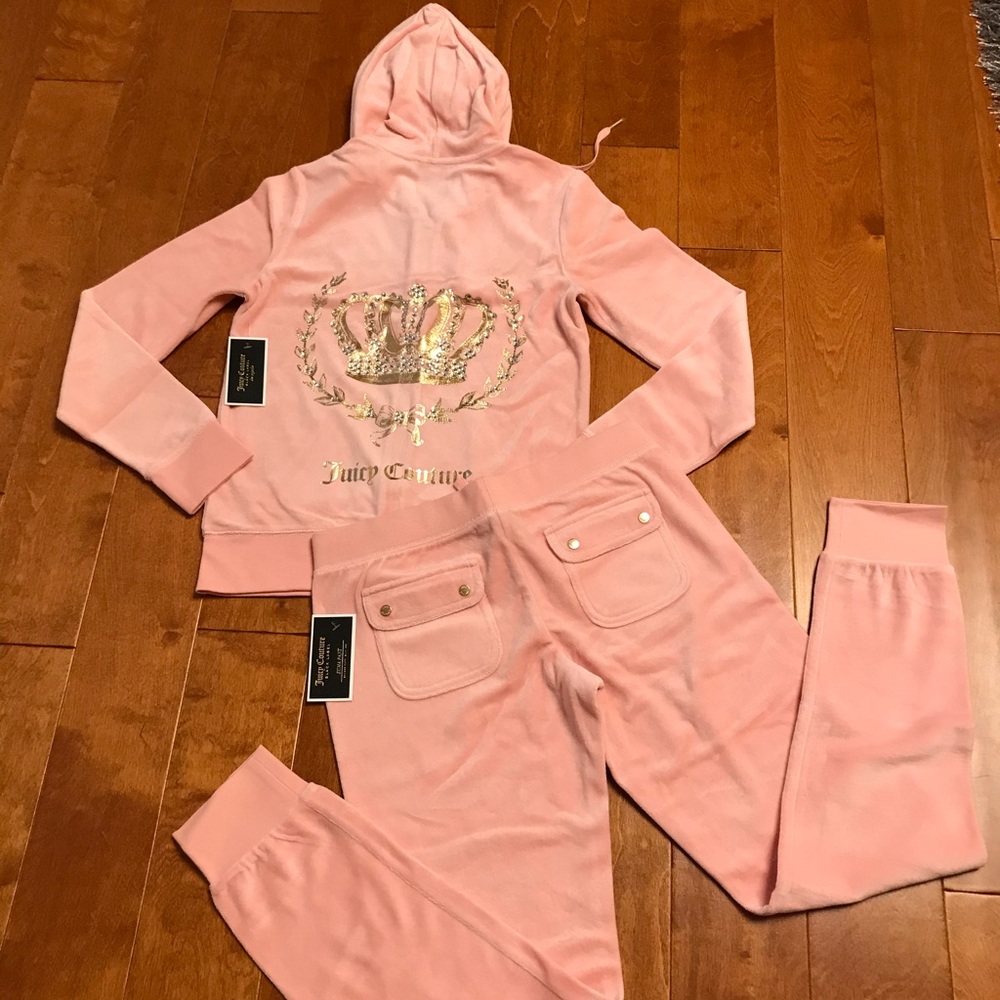 Juicy Couture crystal logo velour hoodie & pant